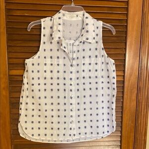 Just Living White Top with Navy Accents